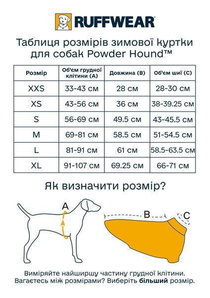 Зимняя куртка для собак Ruffwear Powder Hound&trade; XS Оранжевый 30456 фото