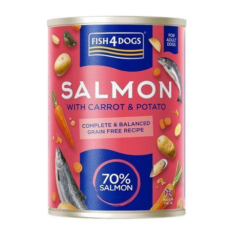 Беззерновой влажный корм для собак Fish4Dogs Finest Лосось с морковкой и картошкой 395 г 45574 фото