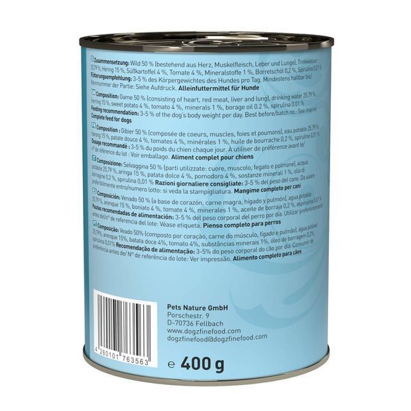 Влажный корм для собак Dogz Finefood No.12 дичь и сельдь 400 г 32189 фото