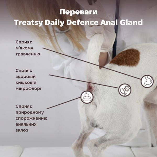Функциональные лакомства для собак Treatsy Daily Defence Anal Gland Для поддержки здоровья анальных желез 30 шт. 45374 фото