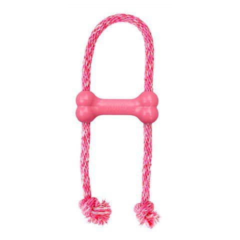 Игрушка для щенков KONG Puppy Goodie Bone с верёвкой Розовый XS 45446 фото