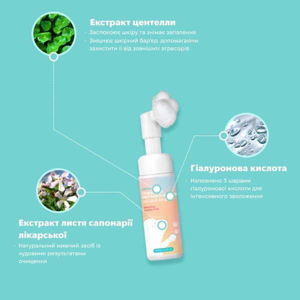 Веганская пенка для очищения лап собак Inoom Our Earth Pet Paw Cleanser 150 мл 32760 фото