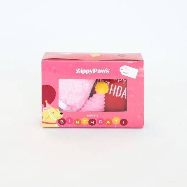 Мягкая игрушка для собак подарок на День рождения ZippyPaws Pup Birthday Box Pink с пищалкой 28499 фото