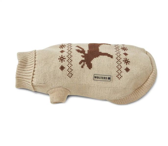 Вязаный свитер для собаки Wolters Moose с узором Лось 50 см Бежевый 29567 фото