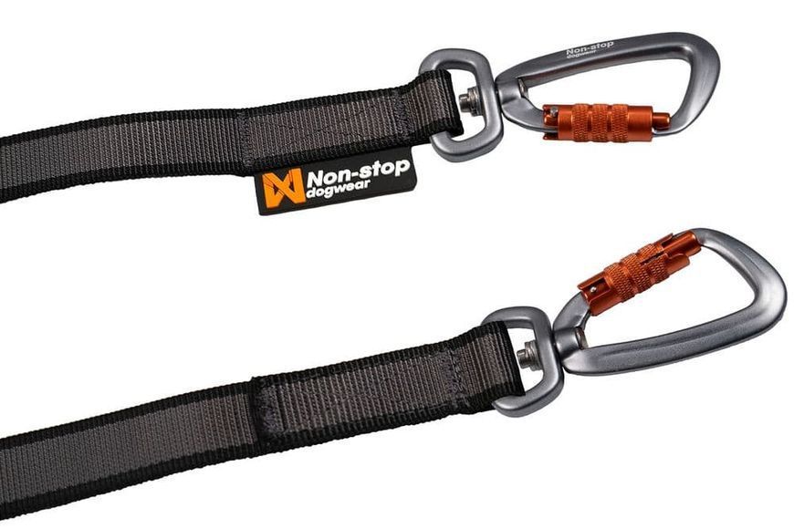 Повідець-спарка для собак Touring double Non-stop dogwear Чорний/Сірий M 72 см/23 мм 41368 фото