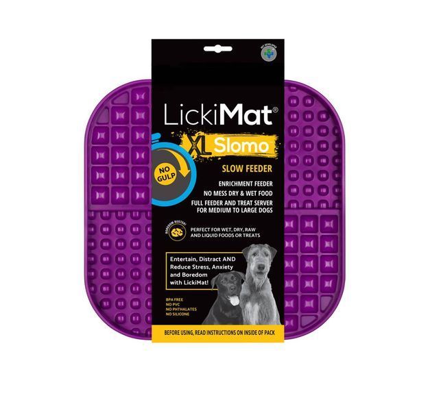 Лизальний килимок антистрес для собак LickiMat Slomo XL Purple, з функцією слоуфідера 30338 фото