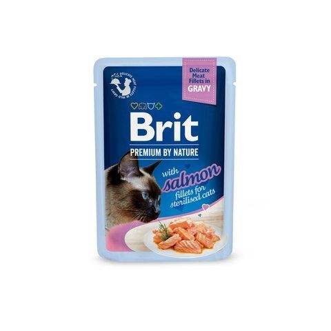 Корм вологий Brit Premium Delicate Fillets in Gravy Salmon For Sterilised д/стерилізованих котів філе в соусі лосось 85 г 1111185855 фото