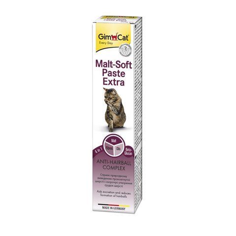 Паста GimCat Every Day Malt-Soft Paste Extra для котів для виведення шерсті зі шлунку 20 г 2831 фото