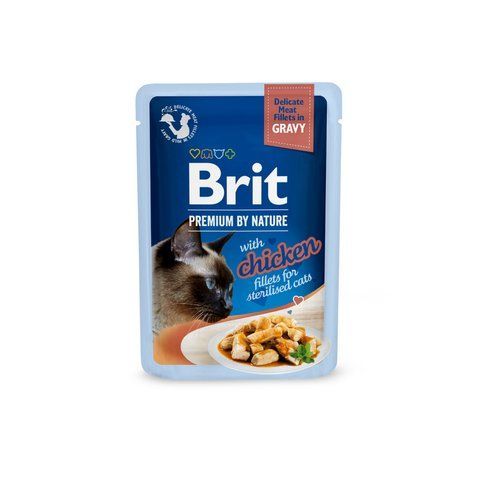 Корм вологий Brit Premium Delicate Fillets in Gravy Chicken for Sterilised д/стерилізованих котів філе в соусі курка 85 г 1111185856 фото