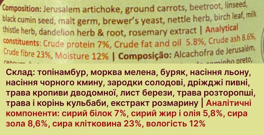 Натуральный топпер (витаминная и вкусовая добавка) для собак Cooka's Cookies Garden's Booster Топинамбур с одуванчиком 80 г 40217 фото