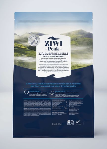 Повнораціонний сухий корм для собак Ziwi Peak Steam Dried Ягня з зеленими овочами 3,2 кг 42154 фото