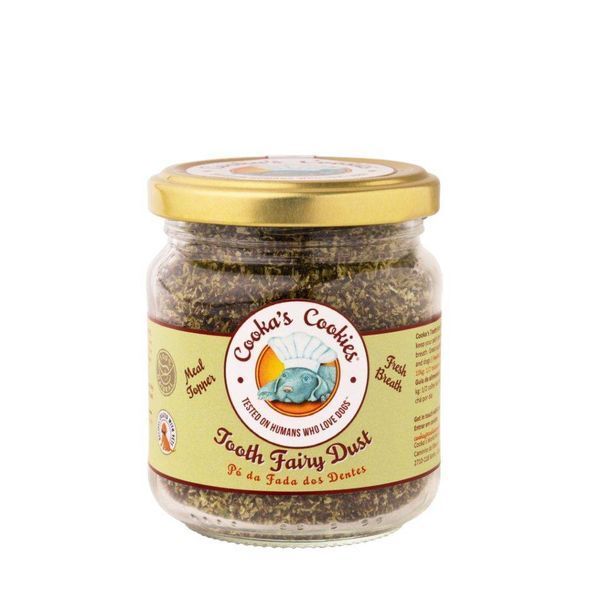 Натуральный топпер (витаминная и вкусовая добавка) для собак Cooka's Cookies Для ухода и гигиены полости рта Tooth Fairy Dust с водорослями 80 г 40218 фото
