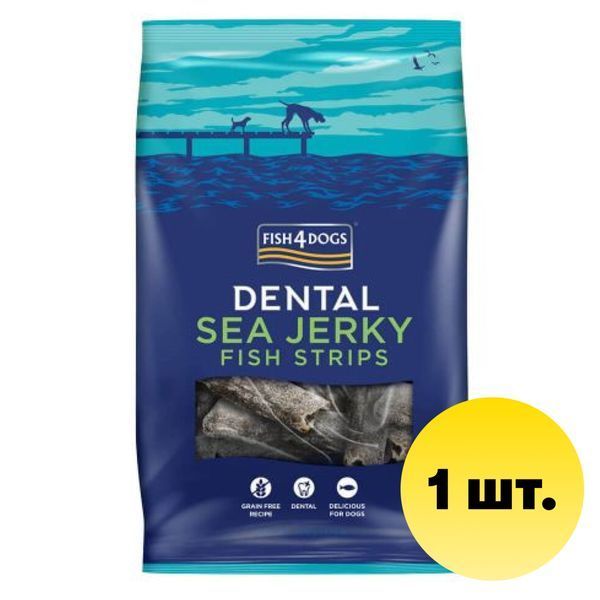 Натуральные лакомства для собак из 100% Кожи Белой Рыбы Fish4Dogs Sea Jerky Рыбные полоски, 1 шт 43887 фото