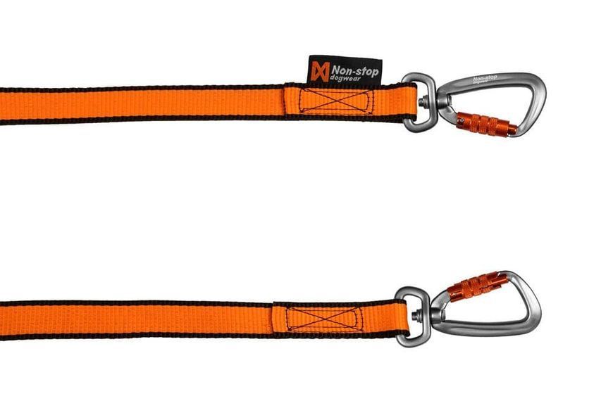 Повідець-спарка для собак Bungee leash double Non-stop dogwear Чорний/Помаранчевий 41427 фото