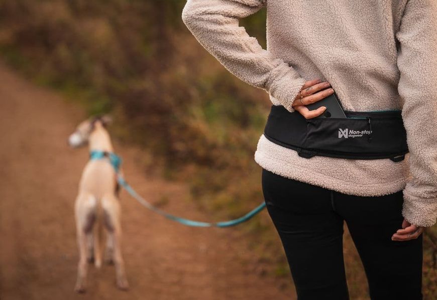 Пояс для прив'язі собак Rush belt Non-stop dogwear Чорний/Бірюзовий 40305 фото