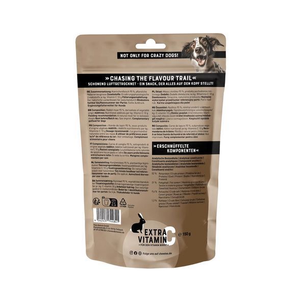 Мясные натуральные лакомства для собак 100% Кролик Chewies Fleischstreifen Soft Ente для всех возрастов 150 г 45465 фото
