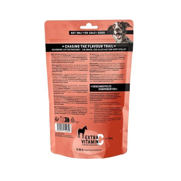 Мясные натуральные лакомства для собак 100% Конина Chewies Fleischstreifen Soft Ente для всех возрастов 150 г 45466 фото