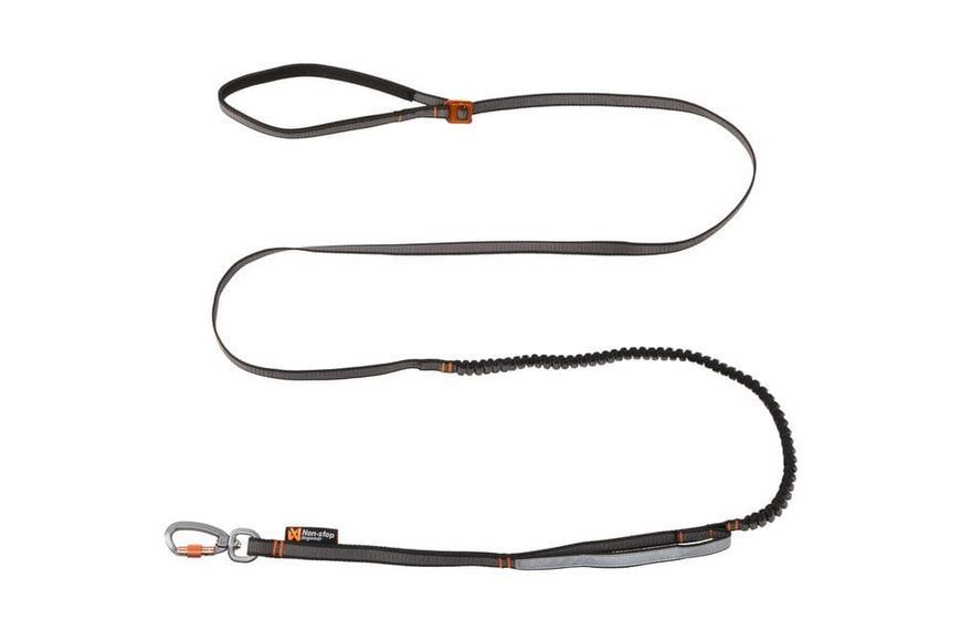 Регульований повідець для собак Touring bungee adjustable Non-stop dogwear Чорний/Сірий 23 мм 41382 фото