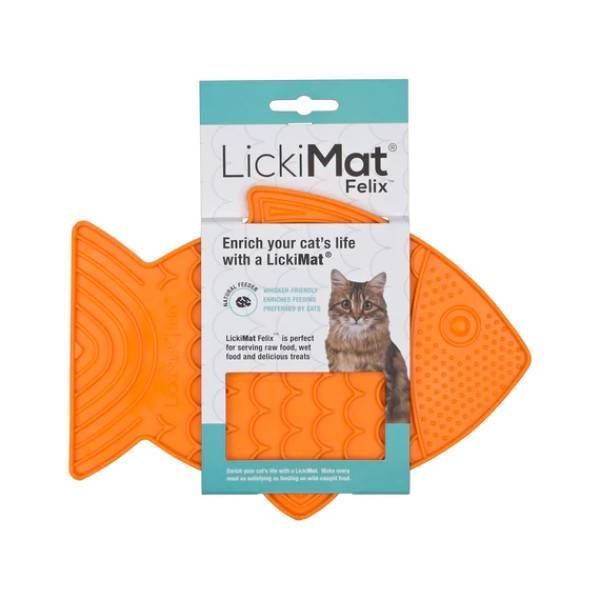 Лизательный коврик антистресс для кошек LickiMat Felix Orange в форме рыбки 27799 фото
