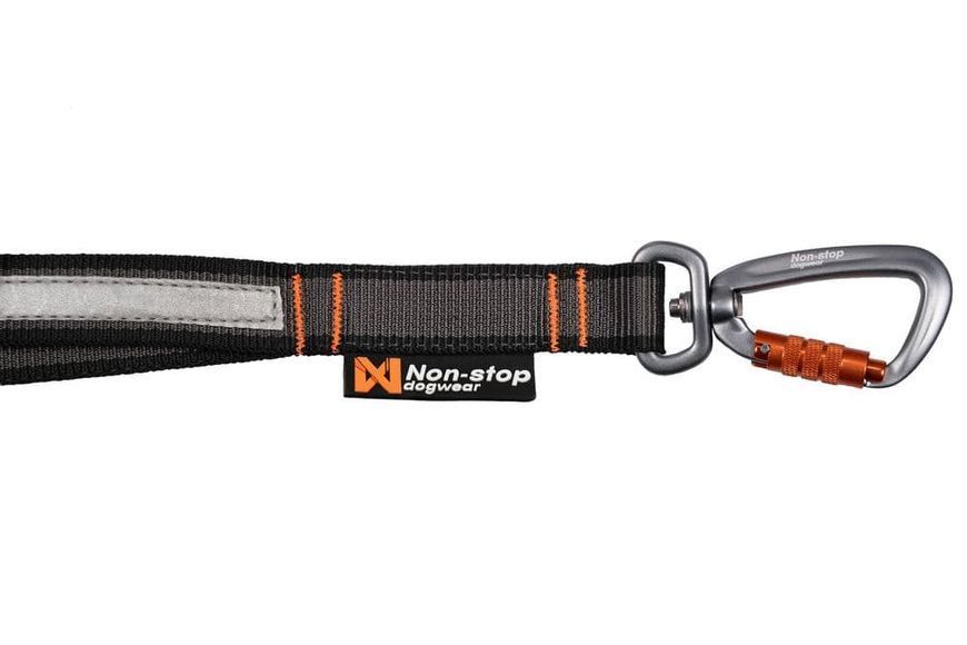 Регульований повідець для собак Touring bungee adjustable Non-stop dogwear Чорний/Сірий S 50 см/13 мм 41387 фото