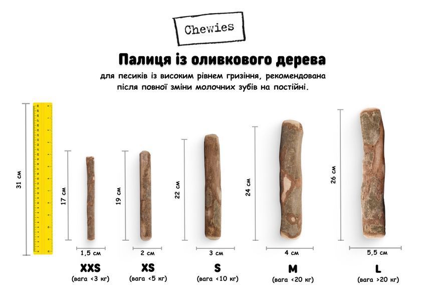 Оливковая палочка-погрызушка для собак Chewies XS, жесткое грызение 27854 фото
