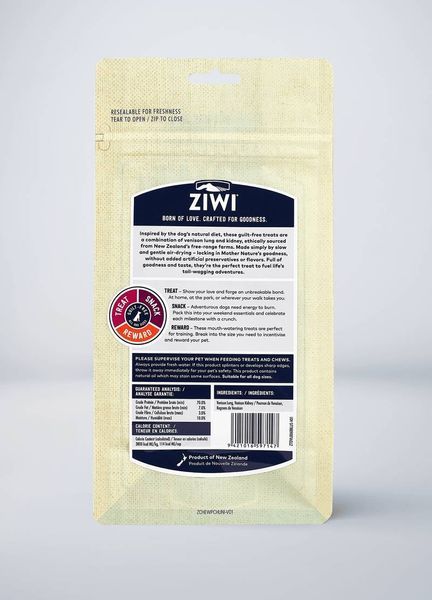 Натуральні ласощі для собак Ziwi 100% Оленячі легені та нирки 60 г 42190 фото