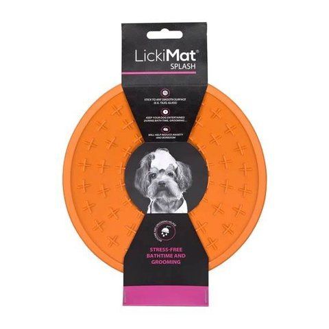 Лизательный коврик антистресс для собак LickiMat Splash Orange, для купания и ухода, на присосках 27770 фото