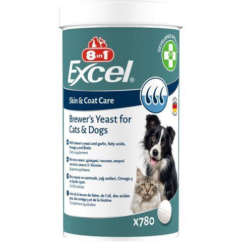 Вітаміни 8in1 Excel Brewers Yeast для собак та котів пивні дріжджі з часником для шкіри та шерсті 780 шт 1111201789 фото