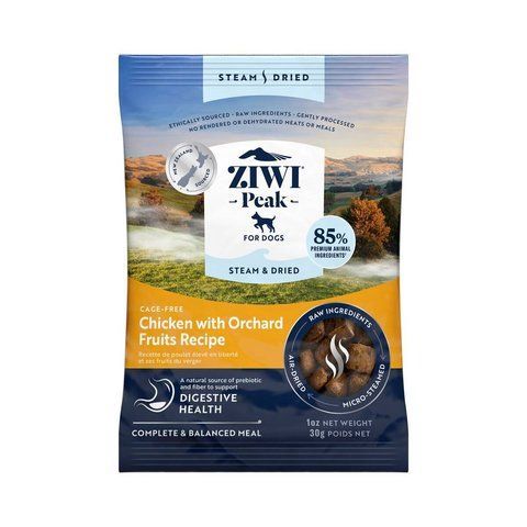 Полнорационный сухой корм для собак Ziwi Peak Steam Dried Курица с садовыми фруктами 30 г 42192 фото