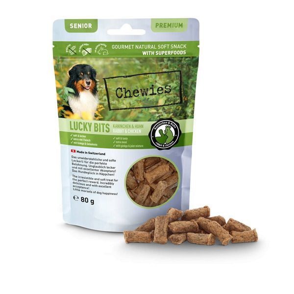 Натуральные лакомства из мяса Кролика и Курицы Chewies Lucky Bits для взрослых и пожилых собак 80 г 40202 фото