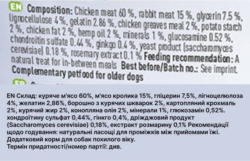 Натуральные лакомства из мяса Кролика и Курицы Chewies Lucky Bits для взрослых и пожилых собак 80 г 40202 фото