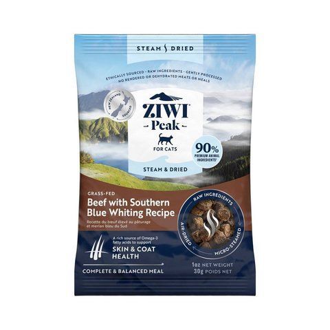Полнорационный сухой корм для котов Ziwi Peak Steam Dried Говядина с путассу 30 г 42194 фото