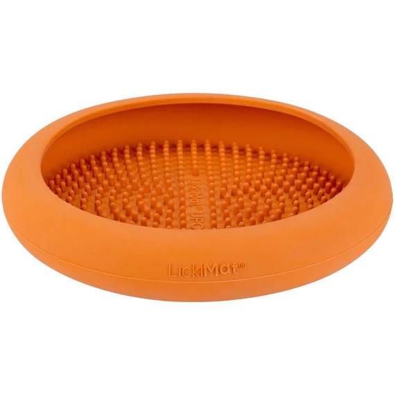 Лизательный коврик антистресс для собак LickiMat UFO Orange, для купания и ухода, на присосках 27774 фото
