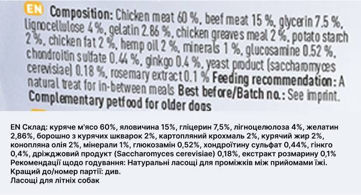 Натуральні ласощі з м'яса Яловичини та Курки Chewies Lucky Bits для дорослих і літніх собак 80 г 40203 фото