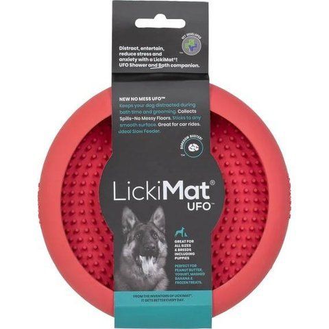 Лизательный коврик антистресс для собак LickiMat UFO Pink, для купания и ухода, на присосках 27775 фото