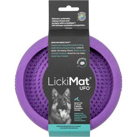 Лизательный коврик антистресс для собак LickiMat UFO Purple, для купания и ухода, на присосках 27776 фото