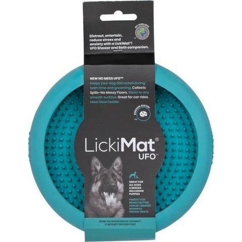 Лизательный коврик антистресс для собак LickiMat UFO Turquoise, для купания и ухода, на присосках 27777 фото