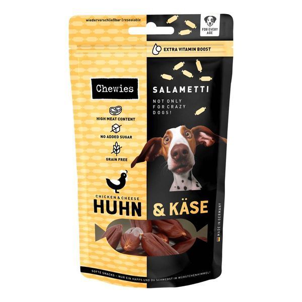 Натуральні сушені ковбаски для собак Chewies Salametti Курка та сир для будь-якого віку 60 г 40206 фото