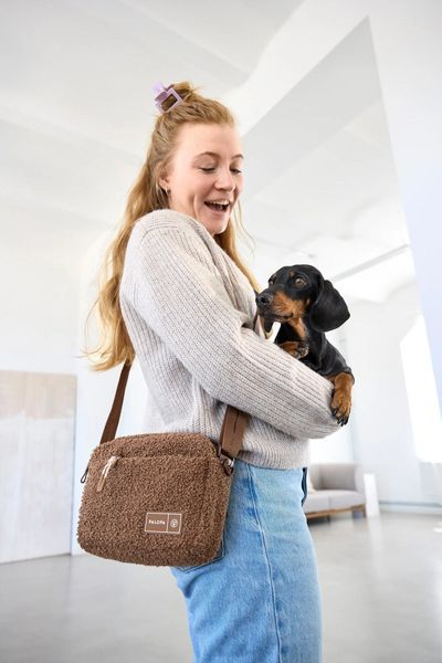 Квадратна сумка для ласощів та аксесуарів собак Palopa Noka Teddy-Fleece Коричневий 45524 фото