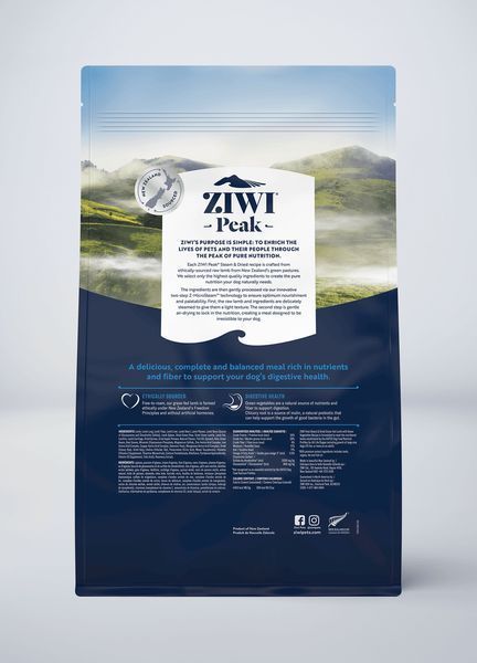 Повнораціонний сухий корм для собак Ziwi Peak Steam Dried Ягня з зеленими овочами 1,5 кг 42157 фото