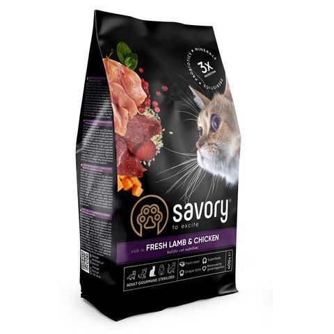Корм сухий Savory Adult Cat Steril Fresh Lamb and Chicken для стерилізованих котів з ягнятиною та куркою 400 г 1111163003 фото