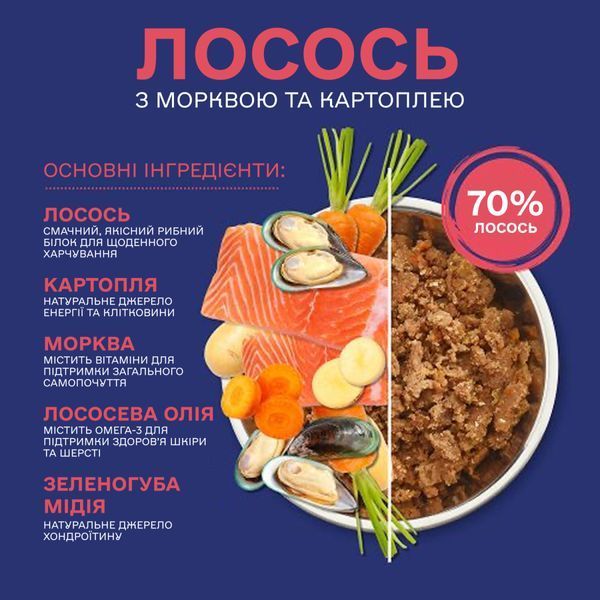 Набір натуральних беззернових вологих раціонів для собак Fish4Dogs Finest Variety Pack Лосось з морквою та картоплею/Біла риба з бататом та зеленою квасолею, 6 шт/395 г 45573 фото