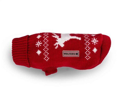Вязаный свитер для собаки Wolters Moose с узором Лось 50 см Красный 30148 фото