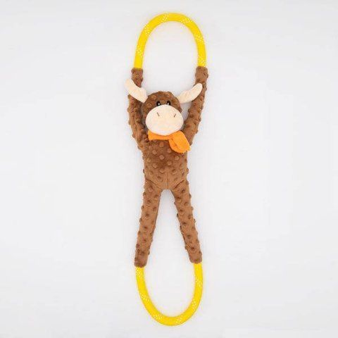 Мягкая игрушка для собак лось ZippyPaws RopeTugz Moose с пищалкой 28489 фото