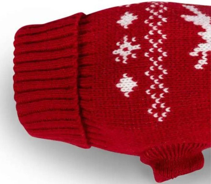 Вязаный свитер для собаки Wolters Moose с узором Лось 25 см Красный 29558 фото
