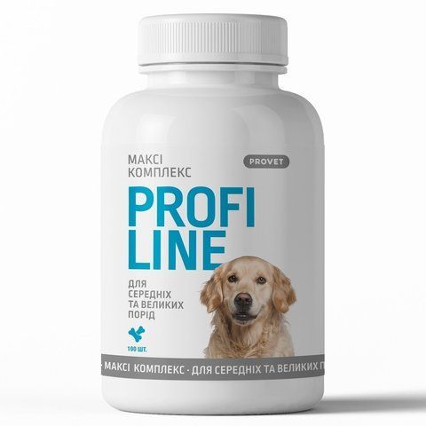 Вітаміни Provet PROFILINE для собак МАКСІ комплекс для середніх та великих порід для опорно-рухового апарату 100 таб 1111175194 фото